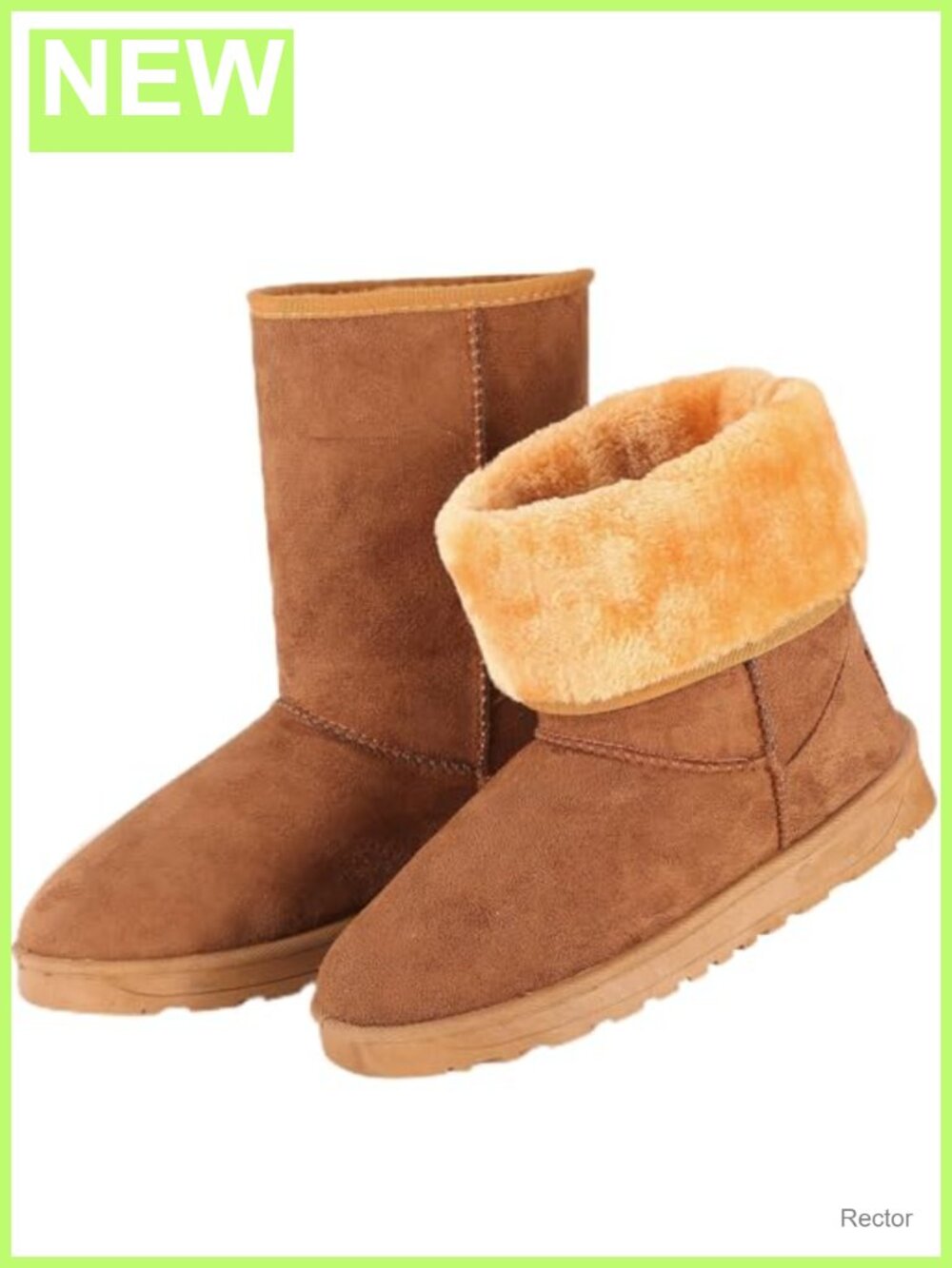 Women's Suede Faux Fur Lined Mid-Calf Snow Boots Waterproof Winter